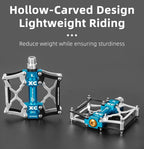Road Bike Pedals Aluminum Alloy Anti-slip Bicycle Pedals Hollow-Carved Design Pedals Bicycle Accessories Mountain Bike Pedals Flat Bicycle Pedals Platform Cycling Sealed Bearing Aluminum Pedals For Mountain Bike Stevvex