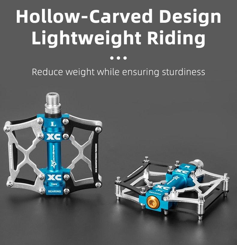 Road Bike Pedals Aluminum Alloy Anti-slip Bicycle Pedals Hollow-Carved Design Pedals Bicycle Accessories Mountain Bike Pedals Flat Bicycle Pedals Platform Cycling Sealed Bearing Aluminum Pedals For Mountain Bike Stevvex