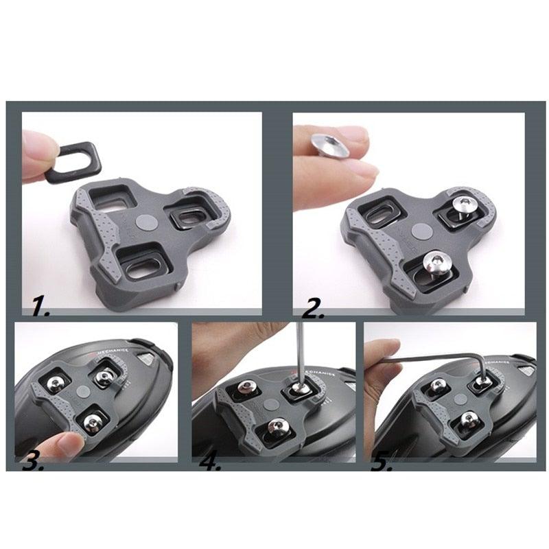 Road Pedal Cycling Shoes Cleats Self Locking Pedal Anti-Slip Cleat Compatible Look Road Bike Cycling Accessories Road Bike Cleats For Speed Cleats Indoor Outdoor Spin Cycling Pedals Cleat And Bicycle Clips Set Stevvex