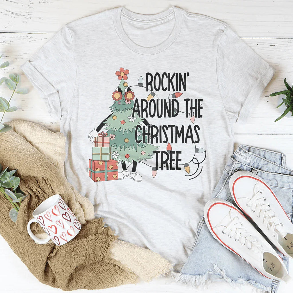 Rockin' Around The Christmas Tree Tee Peachy Sunday