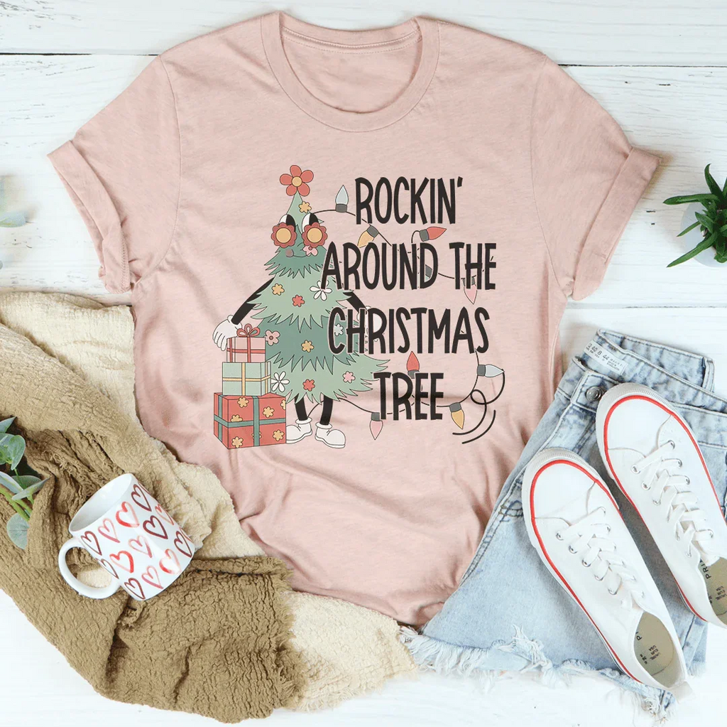 Rockin' Around The Christmas Tree Tee Peachy Sunday