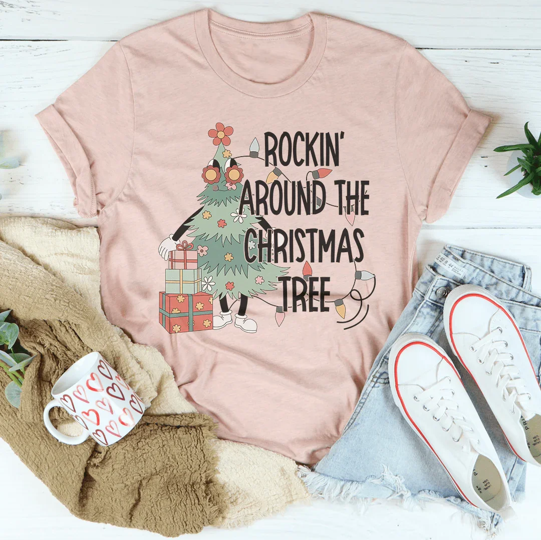 Rockin' Around The Christmas Tree Tee Peachy Sunday
