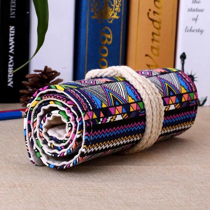 Roll Up Canvas Wrap Pencil Bag For Students Stylish Stationary Storage Pouch Unique Pencil Case For School Stevvex