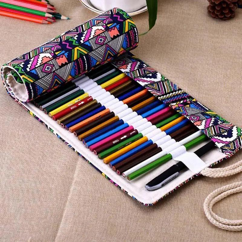 Roll Up Canvas Wrap Pencil Bag For Students Stylish Stationary Storage Pouch Unique Pencil Case For School Stevvex