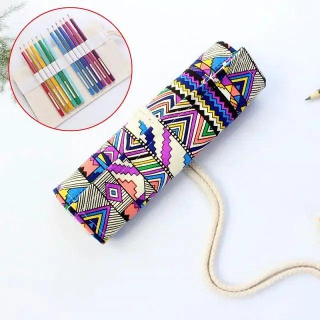 Roll Up Canvas Wrap Pencil Bag For Students Stylish Stationary Storage Pouch Unique Pencil Case For School Stevvex
