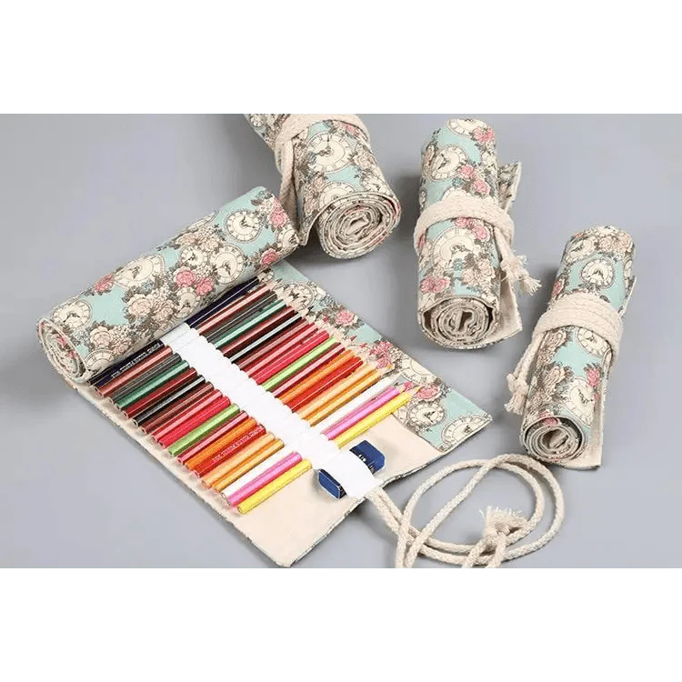 Roll Up Canvas Wrap Pencil Bag For Students Stylish Stationary Storage Pouch Unique Pencil Case For School Stevvex