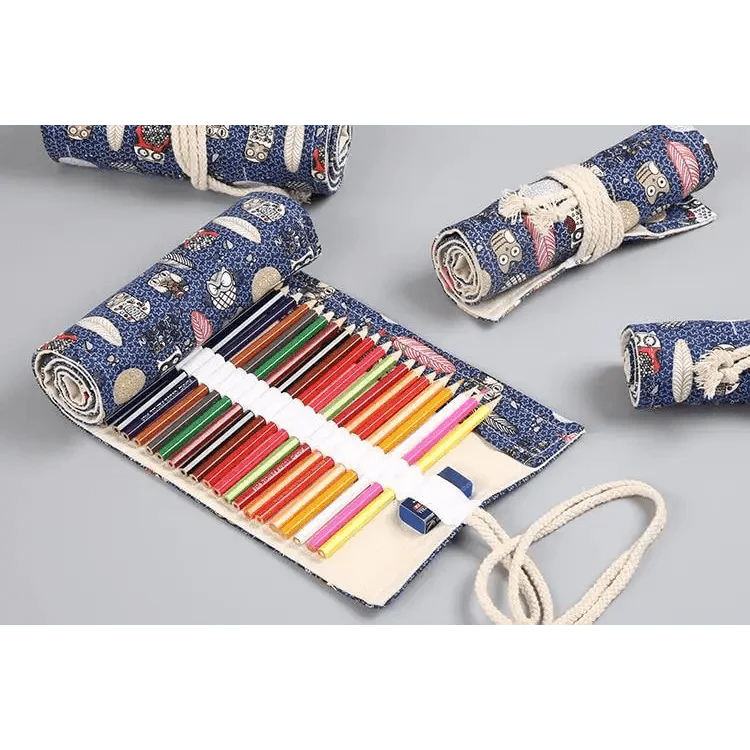 Roll Up Canvas Wrap Pencil Bag For Students Stylish Stationary Storage Pouch Unique Pencil Case For School Stevvex