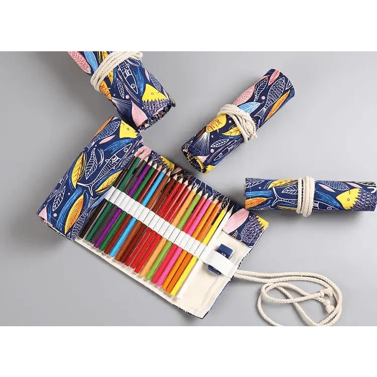 Roll Up Canvas Wrap Pencil Bag For Students Stylish Stationary Storage Pouch Unique Pencil Case For School Stevvex