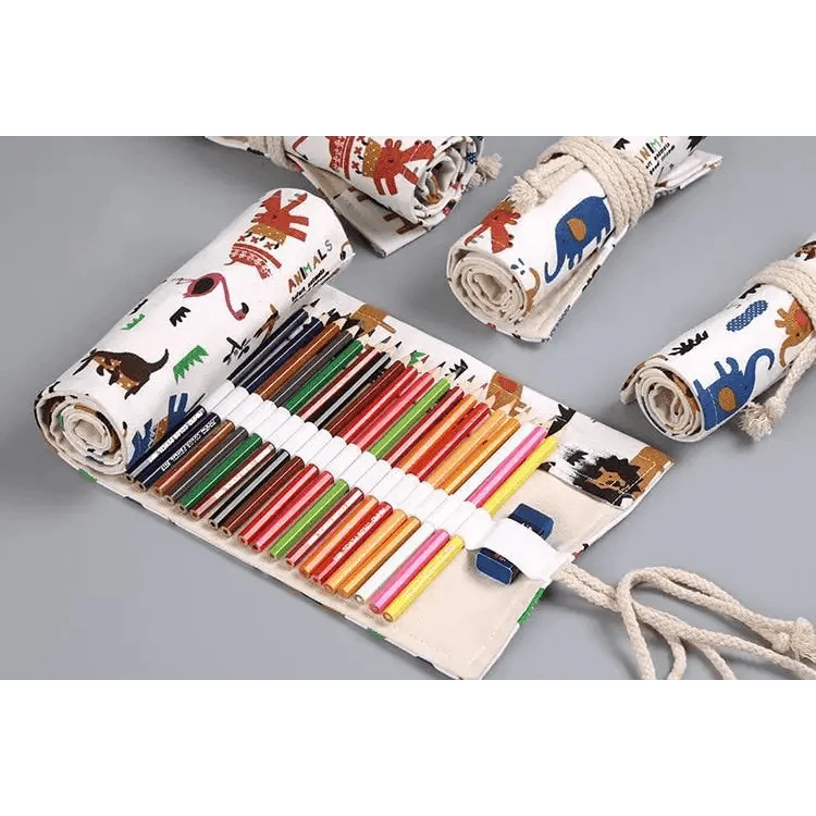 Roll Up Canvas Wrap Pencil Bag For Students Stylish Stationary Storage Pouch Unique Pencil Case For School Stevvex