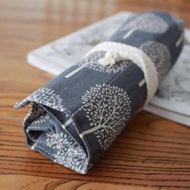 Roll Up Canvas Wrap Pencil Bag For Students Stylish Stationary Storage Pouch Unique Pencil Case For School Stevvex