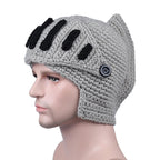 Roman Hat Winter Beanie Hats For Men Warm Mask Knight Helmet Knitted Cap Handmade Gladiator Mask Hat Roman Knight Helmet Mask Beanies Cosplay Caps Men Women Gag Party Gifts Men's Handmade Beanie Stevvex