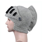 Roman Hat Winter Beanie Hats For Men Warm Mask Knight Helmet Knitted Cap Handmade Gladiator Mask Hat Roman Knight Helmet Mask Beanies Cosplay Caps Men Women Gag Party Gifts Men's Handmade Beanie Stevvex