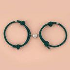 Romantic 2pcs/set Heart Magnetic Couple Bracelets Men Women Classic Black White Paired Lovers Braclet Adjustable Matching Braided Rope Bracelet Promise Friendship Bracelet Gifts For Girlfriend