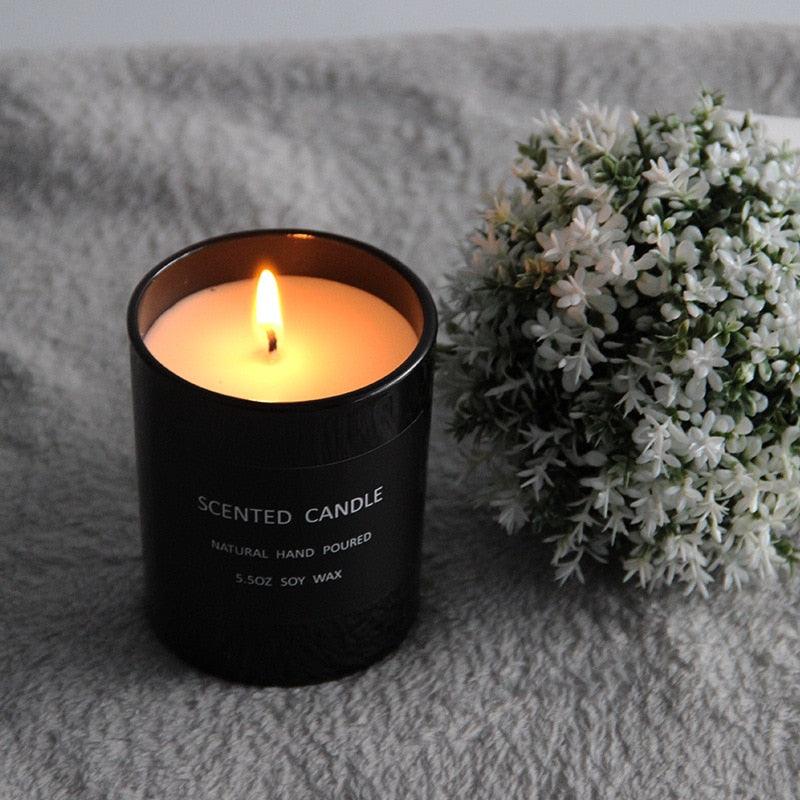 Romantic black Scented Candles Sandalwood Candle Highly Scented Candles For Home Many Hour Burn Fall Candles All Natural Soy C Scented Gifts Candles Candle Jars With Lid Candle Jar Soy Candles Birthday Candle Stevvex