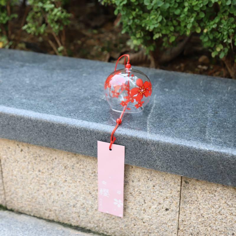 Romantic Cherry Wind Bells Japanese Wind Bell Japan Wind Chimes Handmade Glass Pendant Furin Home Decors Spa Kitchen Office Decor Birthday Gift Outdoor or Indoor Home Decors Stevvex