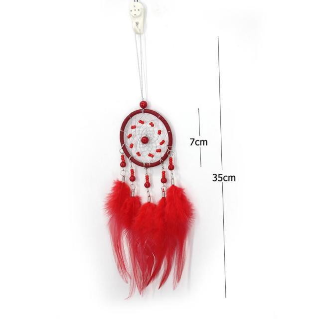 Romantic Dream Catcher Tree of Life Brown Native Handmade Traditional Dream Catcher Yin Yang 50" Long Home Decoration Feather Dream-catcher For Bedroom Wall Hanging Home Decor Wedding Party Blessing Gift Stevvex
