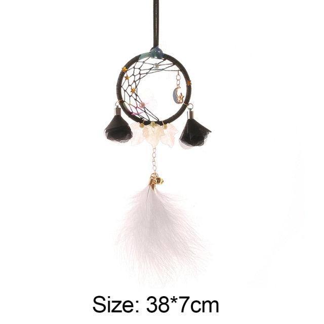 Romantic Dream Catcher Tree of Life Brown Native Handmade Traditional Dream Catcher Yin Yang 50" Long Home Decoration Feather Dream-catcher For Bedroom Wall Hanging Home Decor Wedding Party Blessing Gift Stevvex