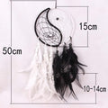 Romantic Dream Catcher Tree of Life Brown Native Handmade Traditional Dream Catcher Yin Yang 50" Long Home Decoration Feather Dream-catcher For Bedroom Wall Hanging Home Decor Wedding Party Blessing Gift Stevvex