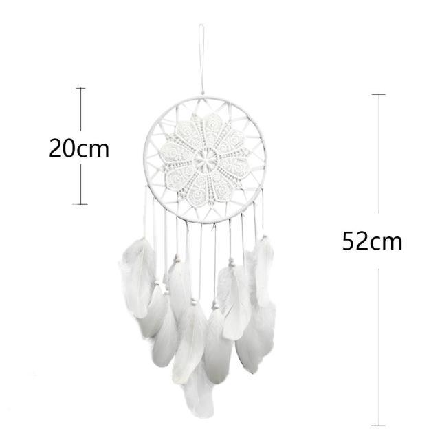 Romantic Dream Catcher Tree of Life Brown Native Handmade Traditional Dream Catcher Yin Yang 50" Long Home Decoration Feather Dream-catcher For Bedroom Wall Hanging Home Decor Wedding Party Blessing Gift Stevvex