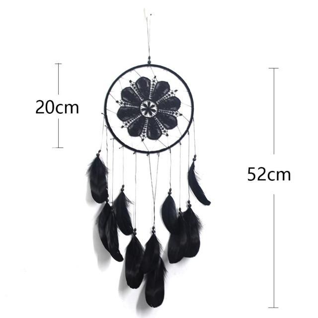 Romantic Dream Catcher Tree of Life Brown Native Handmade Traditional Dream Catcher Yin Yang 50" Long Home Decoration Feather Dream-catcher For Bedroom Wall Hanging Home Decor Wedding Party Blessing Gift Stevvex