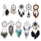 Romantic Dream Catcher Tree of Life Brown Native Handmade Traditional Dream Catcher Yin Yang 50" Long Home Decoration Feather Dream-catcher For Bedroom Wall Hanging Home Decor Wedding Party Blessing Gift Stevvex