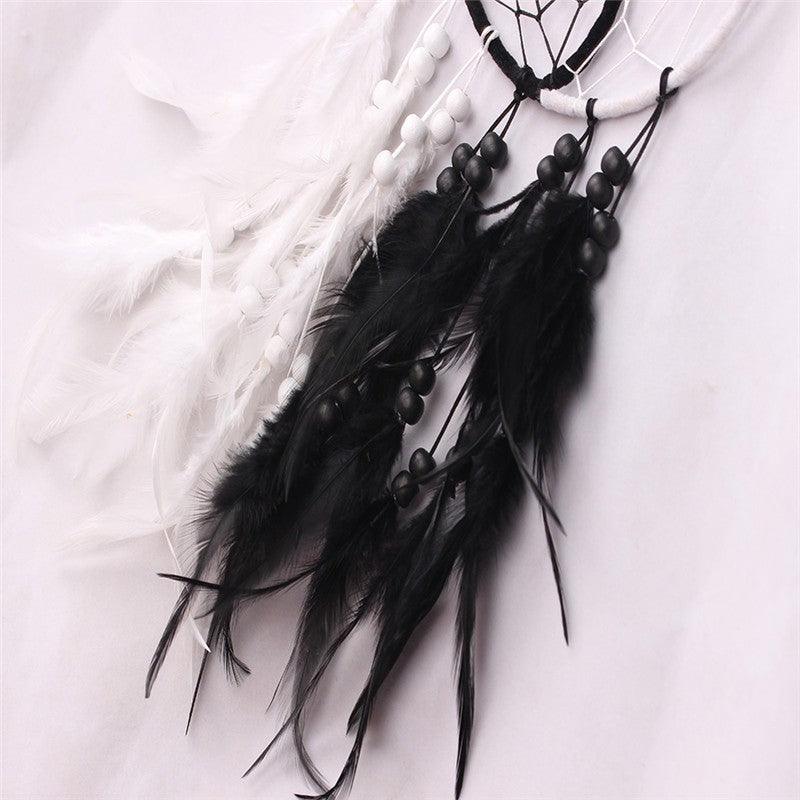 Romantic Dream Catcher Tree of Life Brown Native Handmade Traditional Dream Catcher Yin Yang 50" Long Home Decoration Feather Dream-catcher For Bedroom Wall Hanging Home Decor Wedding Party Blessing Gift Stevvex