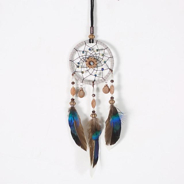 Romantic Dream Catcher Tree of Life Brown Native Handmade Traditional Dream Catcher Yin Yang 50" Long Home Decoration Feather Dream-catcher For Bedroom Wall Hanging Home Decor Wedding Party Blessing Gift Stevvex