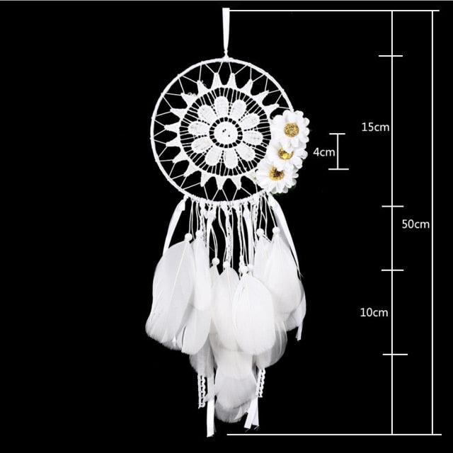 Romantic Dream Catcher Tree of Life Brown Native Handmade Traditional Dream Catcher Yin Yang 50" Long Home Decoration Feather Dream-catcher For Bedroom Wall Hanging Home Decor Wedding Party Blessing Gift Stevvex