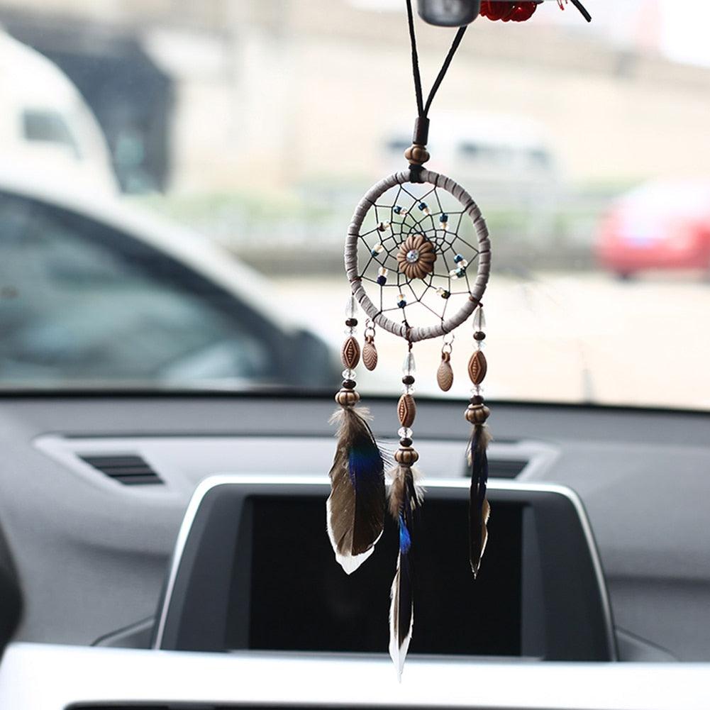Romantic Dream Catcher Tree of Life Brown Native Handmade Traditional Dream Catcher Yin Yang 50" Long Home Decoration Feather Dream-catcher For Bedroom Wall Hanging Home Decor Wedding Party Blessing Gift Stevvex
