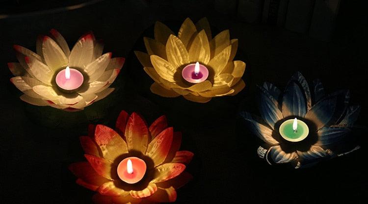 Romantic Lotus Lamps Wishing Water Floating Candle Light Birthday Wedding Party Decoration  Lotus LED Candle Floating Candle Lights Up When It Meets Water Battery Powered Flameless Candle Light Waterproof Night Light For Festival Wedding Home Garden Pond Stevvex
