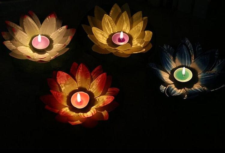 Romantic Lotus Lamps Wishing Water Floating Candle Light Birthday Wedding Party Decoration  Lotus LED Candle Floating Candle Lights Up When It Meets Water Battery Powered Flameless Candle Light Waterproof Night Light For Festival Wedding Home Garden Pond Stevvex