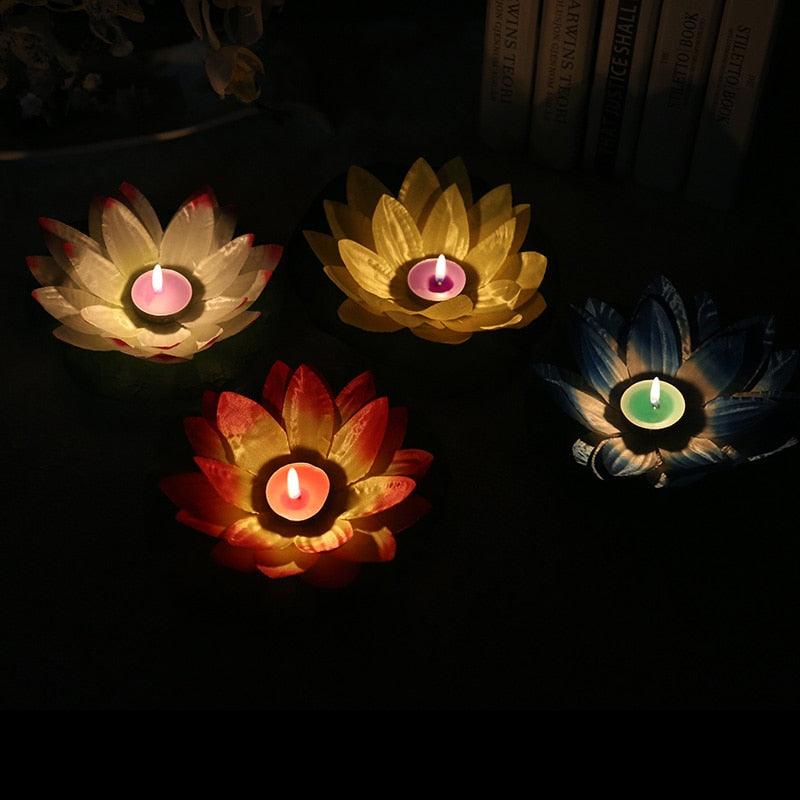 Romantic Lotus Lamps Wishing Water Floating Candle Light Birthday Wedding Party Decoration  Lotus LED Candle Floating Candle Lights Up When It Meets Water Battery Powered Flameless Candle Light Waterproof Night Light For Festival Wedding Home Garden Pond Stevvex
