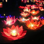 Romantic Lotus Lamps Wishing Water Floating Candle Light Birthday Wedding Party Decoration  Lotus LED Candle Floating Candle Lights Up When It Meets Water Battery Powered Flameless Candle Light Waterproof Night Light For Festival Wedding Home Garden Pond Stevvex