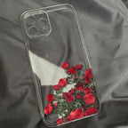 Romantic Red Rose Flower Clear Phone Case For iPhone 13 12 11 Pro MAX Mini X XS XR 7 8 Plus Soft Silicone Transparent Cover Gorgeous Floral Print Women Transparent Strong Clear Case Stevvex