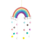 Room Decoration Handmade Woven Cotton Rope Rainbow Hanging Decoration Rainbow with Pom Pom Ball Wall Hanging Garlands for Kids Room Baby Shower Party Supplies Wall Hanging Decor With Felt Ball Photo Props Stevvex