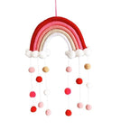 Room Decoration Handmade Woven Cotton Rope Rainbow Hanging Decoration Rainbow with Pom Pom Ball Wall Hanging Garlands for Kids Room Baby Shower Party Supplies Wall Hanging Decor With Felt Ball Photo Props Stevvex