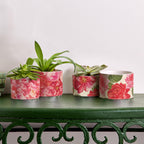 Rose Floral Cachepot Vase - Rose Pattern Planter Large Candle Holder