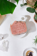 Rose Garden Organic Soap Bar With Pink Clay Rose Petals