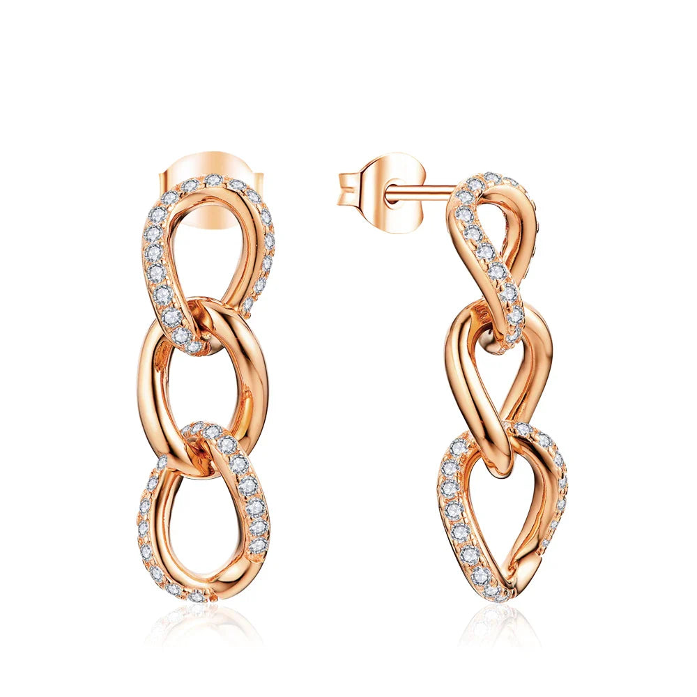 925 Sterling Silver D Drop Moissanite VVS1 Diamond Dangle Earrings - Luxury BandsCo Straps