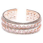 Rose Gold Marquise CZ Multi Line Cuff Sparkling Bracelet