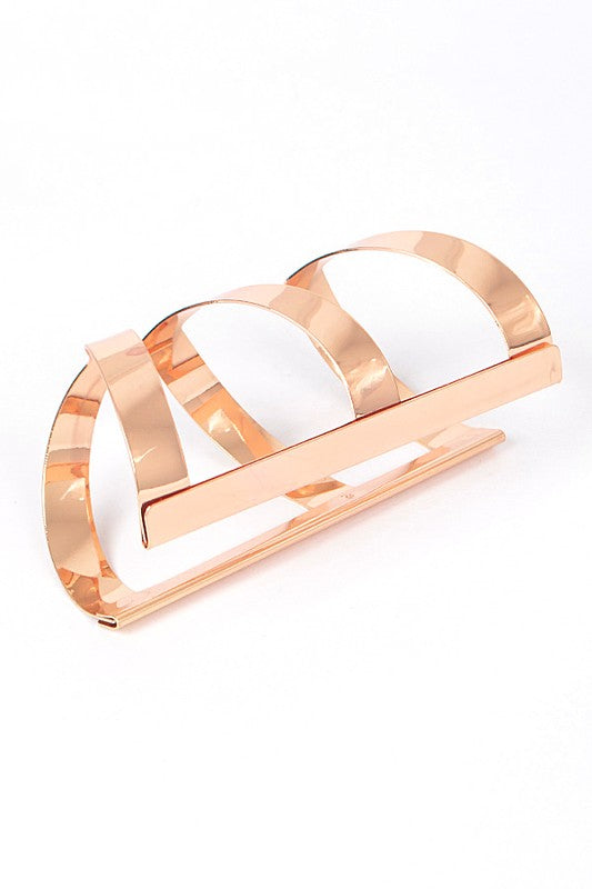 Rose Gold Openwork Adjustable Cuff Bangle For Women