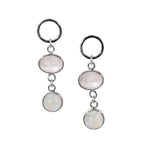 Rose Quartz Rainbow Moonstone Sterling Silver Drop Earrings