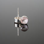 Rose Quartz Round Stud Earrings Sterling Silver Post BandsCo Straps