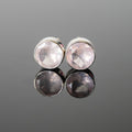 Rose Quartz Round Stud Earrings Sterling Silver Post BandsCo Straps