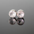 Rose Quartz Round Stud Earrings Sterling Silver Post BandsCo Straps