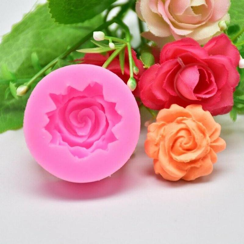 Rose Silicone Cake Mold 3D Flower Fondant Mold Cupcake Jelly Candy Chocolate Decoration Baking Tool Moulds Flower Bloom Rose Shape Silicone Fondant Soap Stevvex