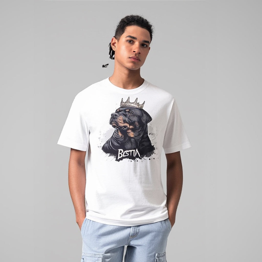 Rottweiler T-shirt White Bestia Dog Gear