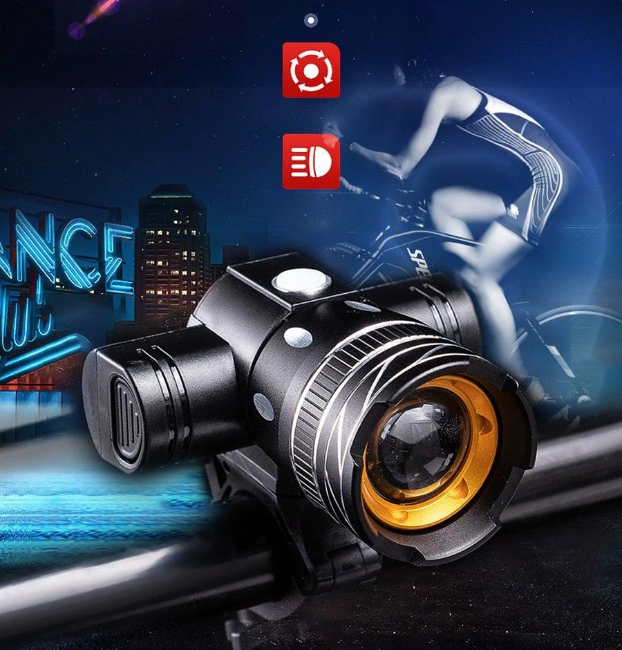 Rotatable Bicycle Light 800 Lumen Led Bike Headlight Zoom USB Rechargeable Aluminum Alloy Bike Lights Front And Back Powerful USB Rechargeable Bicycle Light Waterproof Bike Headlight Taillight 5000mAh Stevvex