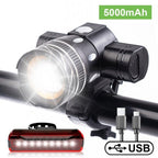 Rotatable Bicycle Light 800 Lumen Led Bike Headlight Zoom USB Rechargeable Aluminum Alloy Bike Lights Front And Back Powerful USB Rechargeable Bicycle Light Waterproof Bike Headlight Taillight 5000mAh Stevvex