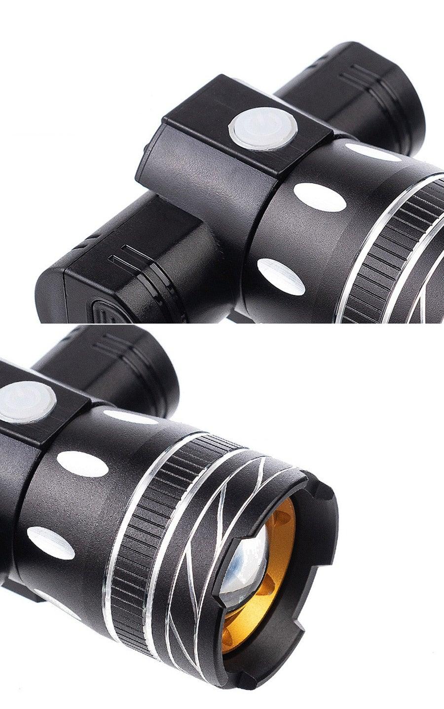 Rotatable Bicycle Light 800 Lumen Led Bike Headlight Zoom USB Rechargeable Aluminum Alloy Bike Lights Front And Back Powerful USB Rechargeable Bicycle Light Waterproof Bike Headlight Taillight 5000mAh Stevvex